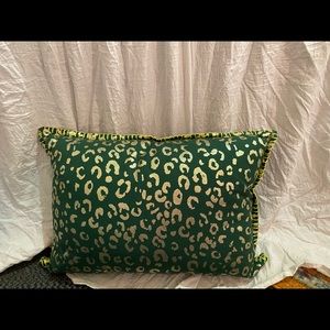 Opal house green and gold leopard print  pillow